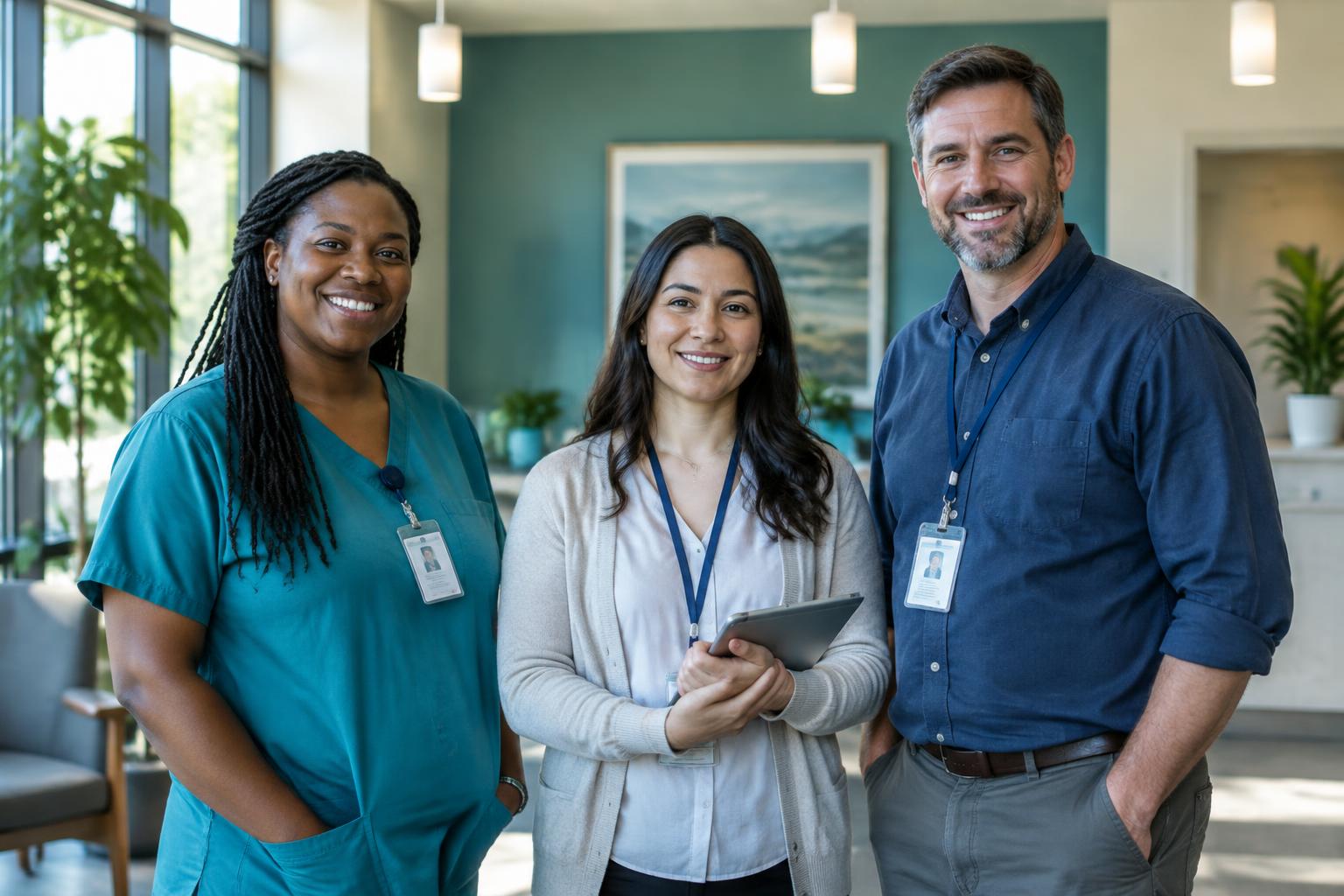 Our care team together in the clinic lobby
